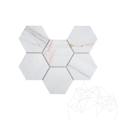 Calacatta Amber Polished Marble XL Hexagon Mosaic 30 x 20 cm