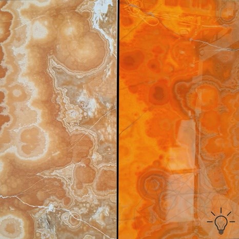 Lastra di onice arancione lucidata, 2 cm
