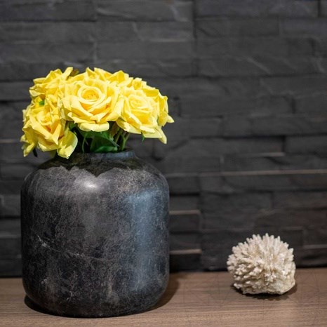 Vaso decorativo in marmo grigio Ceppo Autograph-Bari, 20 x 19 cm