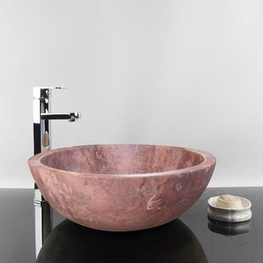 Lavandino per bagno - Travertino rosso oppio RS-5, 42 x 15 cm