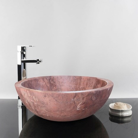 Lavandino per bagno - Travertino rosso oppio RS-5, 42 x 15 cm